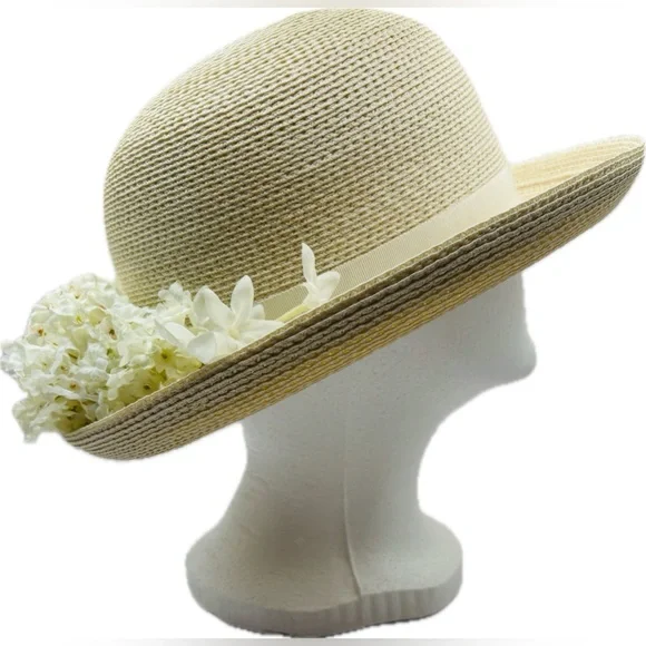 Hard-to-Find Lola Straw Hat with Flowers - Picture 3 of 9